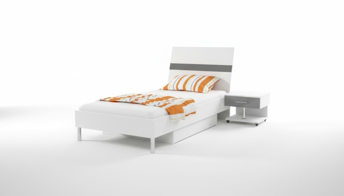 Bett + Nachttisch Schlafzimmer Jugendzimmer Kinderzimmer Set MÃ¶bel Schwarz 2tlg.