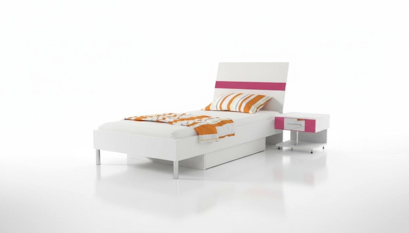 Bett + Nachttisch Schlafzimmer Jugendzimmer Kinderzimmer Set MÃ¶bel Pink 2tlg.