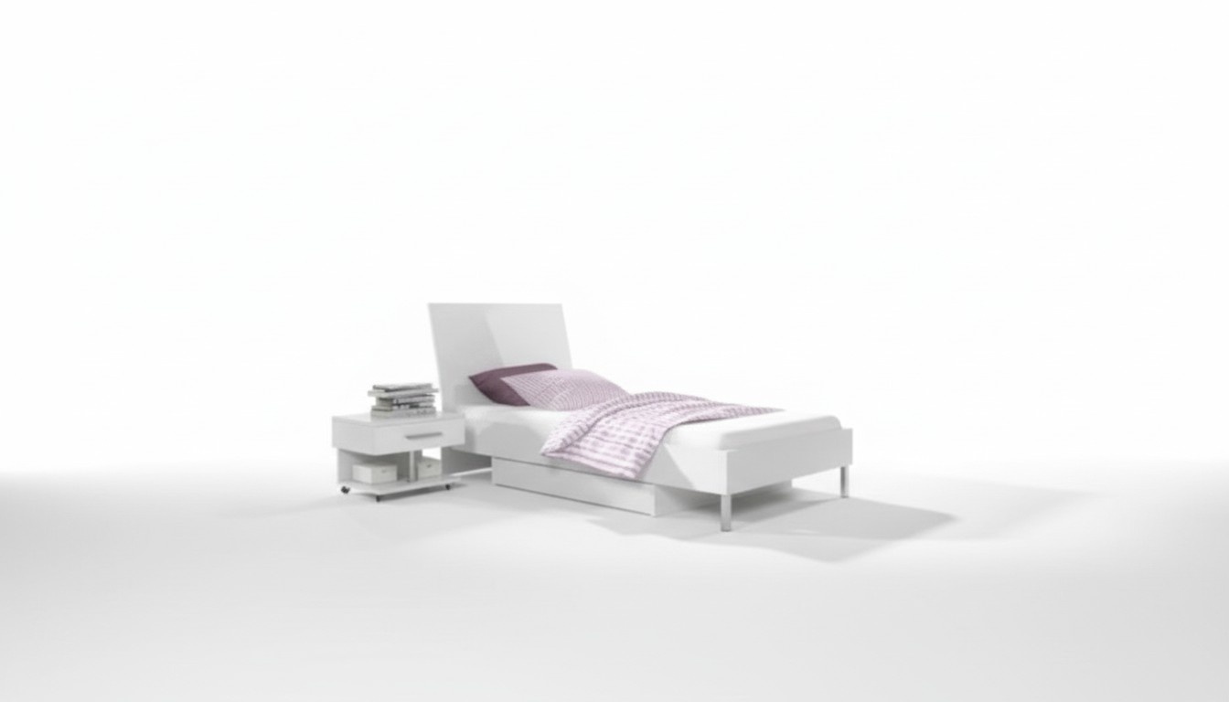 Bett + Nachttisch - Schlafzimmer Kinderzimmer MÃ¶bel Betten weiÃ 2tlg Set