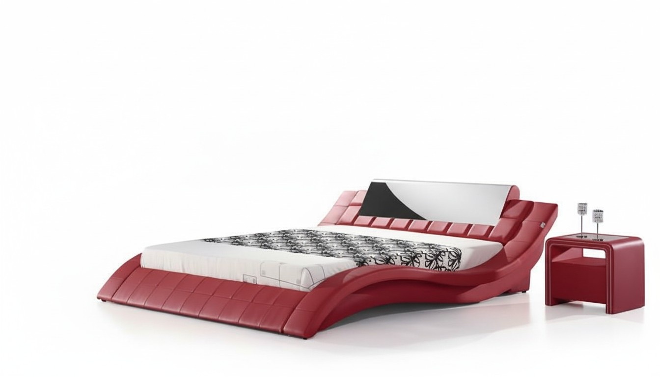 Bett Rot Schlafzimmer JV MÃ¶bel LiegeflÃ¤che 180x200 Schlafzimmer Kunstleder Neu