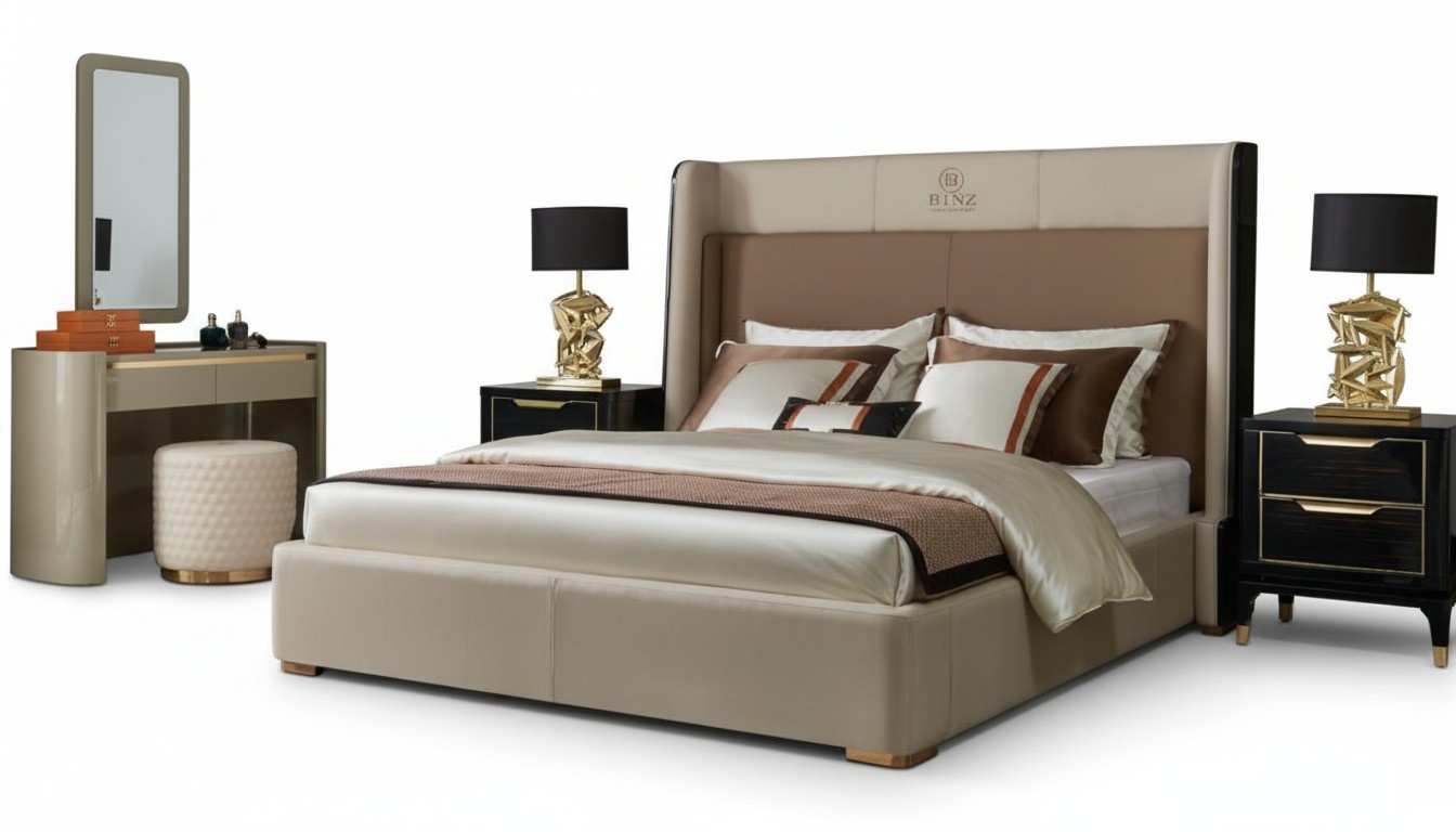 Bett Schlafzimmer Set Design MÃ¶bel Luxus Betten 2x Nachttisch 3tlg