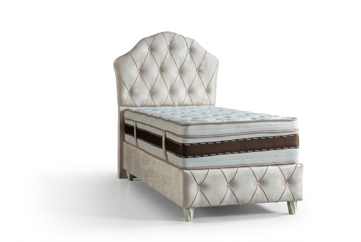 Bett WeiÃ Einzelbett Schlafzimmer Boxspring Betten Stil Chesterfield