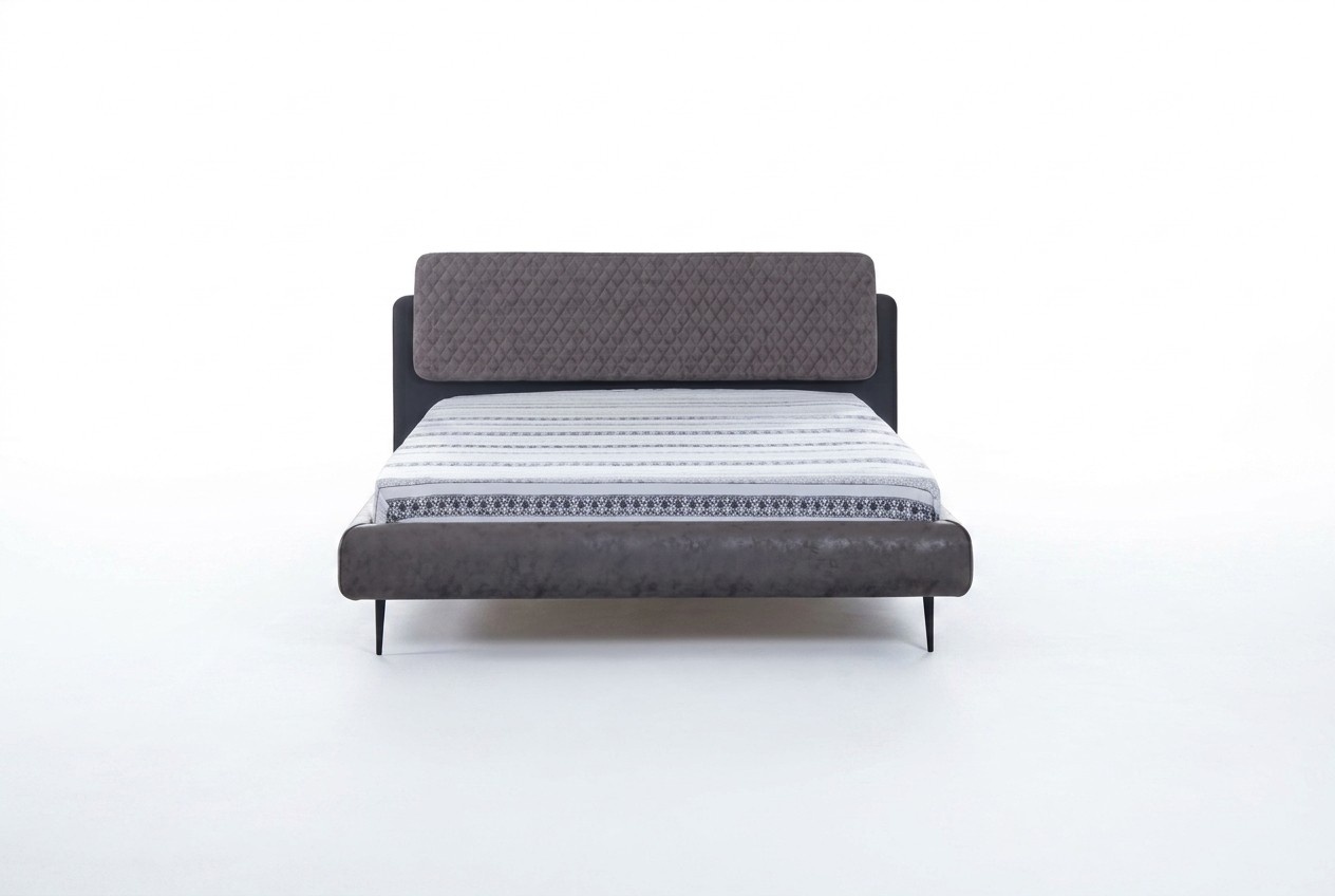 Bettrahmen Doppelbett Betten Bett 180 cm Grau Stoff Modern Schlafplatz