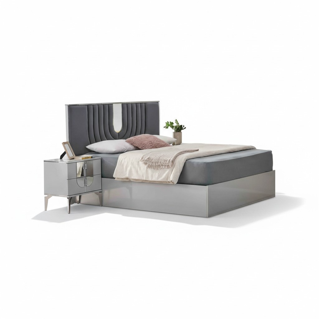 Bettrahmen Doppelbett Schlafzimmerbett Bett Grau Betten MÃ¶bel Ehebett