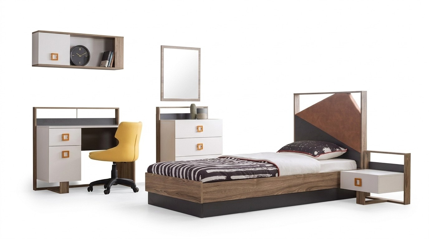 Bettrahmen Kinderbett KindermÃ¶bel Kinderzimmer Bett Holz Grau Set 6tlg