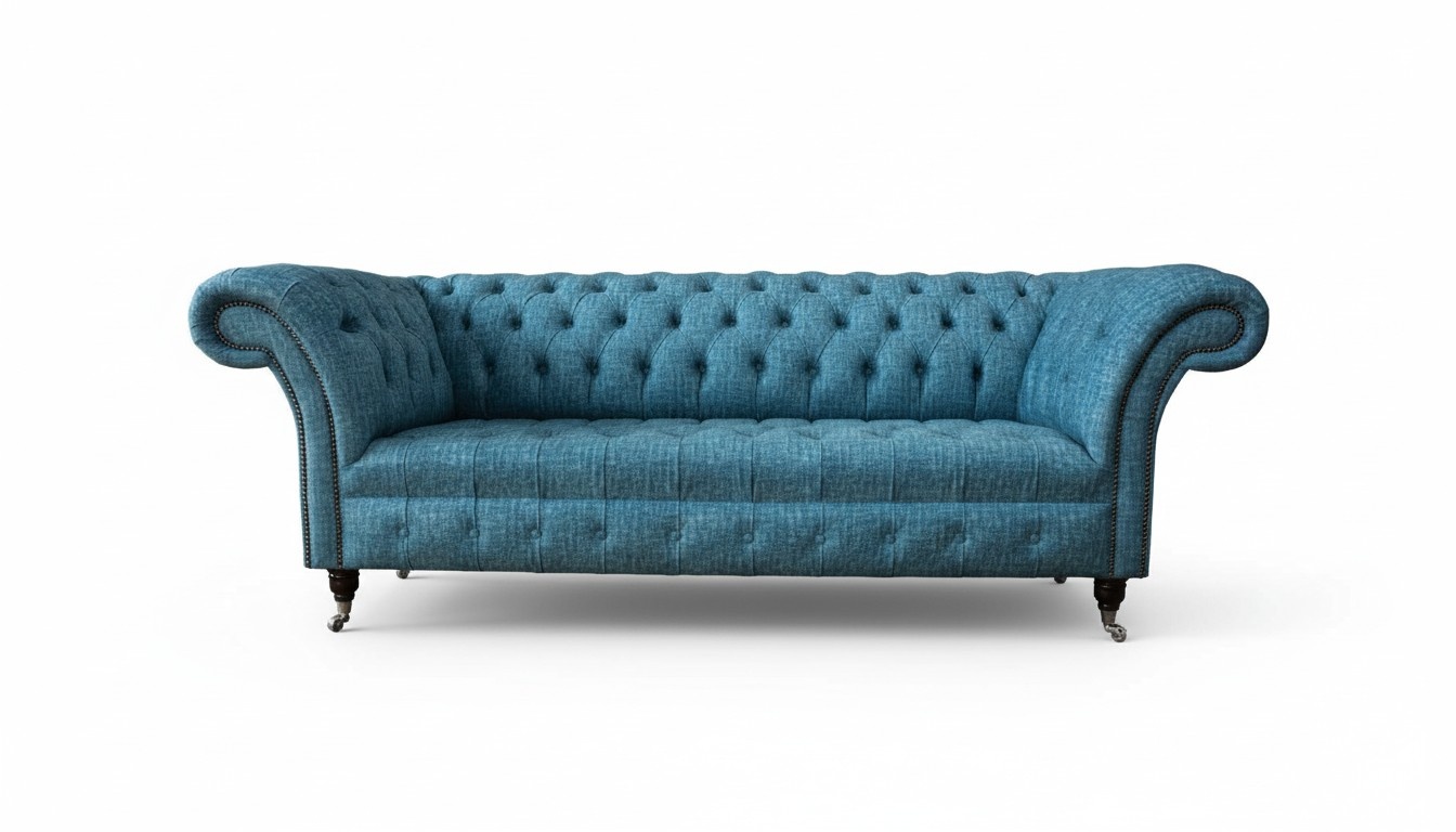 Blauer Dreisitzer Samt Couch Wohnzimmer Couchen Sofa SitzmÃ¶bel Sofa Chesterfield
