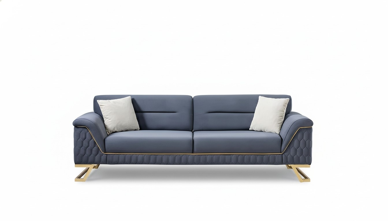 Blauer Wohnzimmer Designer Edelstahl 3-Sitzer Moderne Luxus MÃ¶bel Neu
