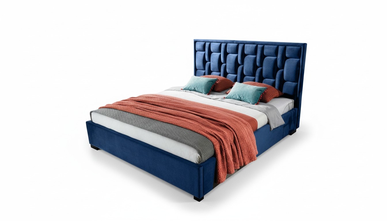 Blaues Designer Bett Schlafzimmer Design MÃ¶bel Modern Luxus Betten Gestell Neu