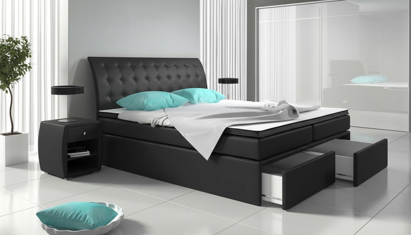 Boxspringbett Betten Bett Polster Kunstleder Designer Luxus Hotel Doppel Design