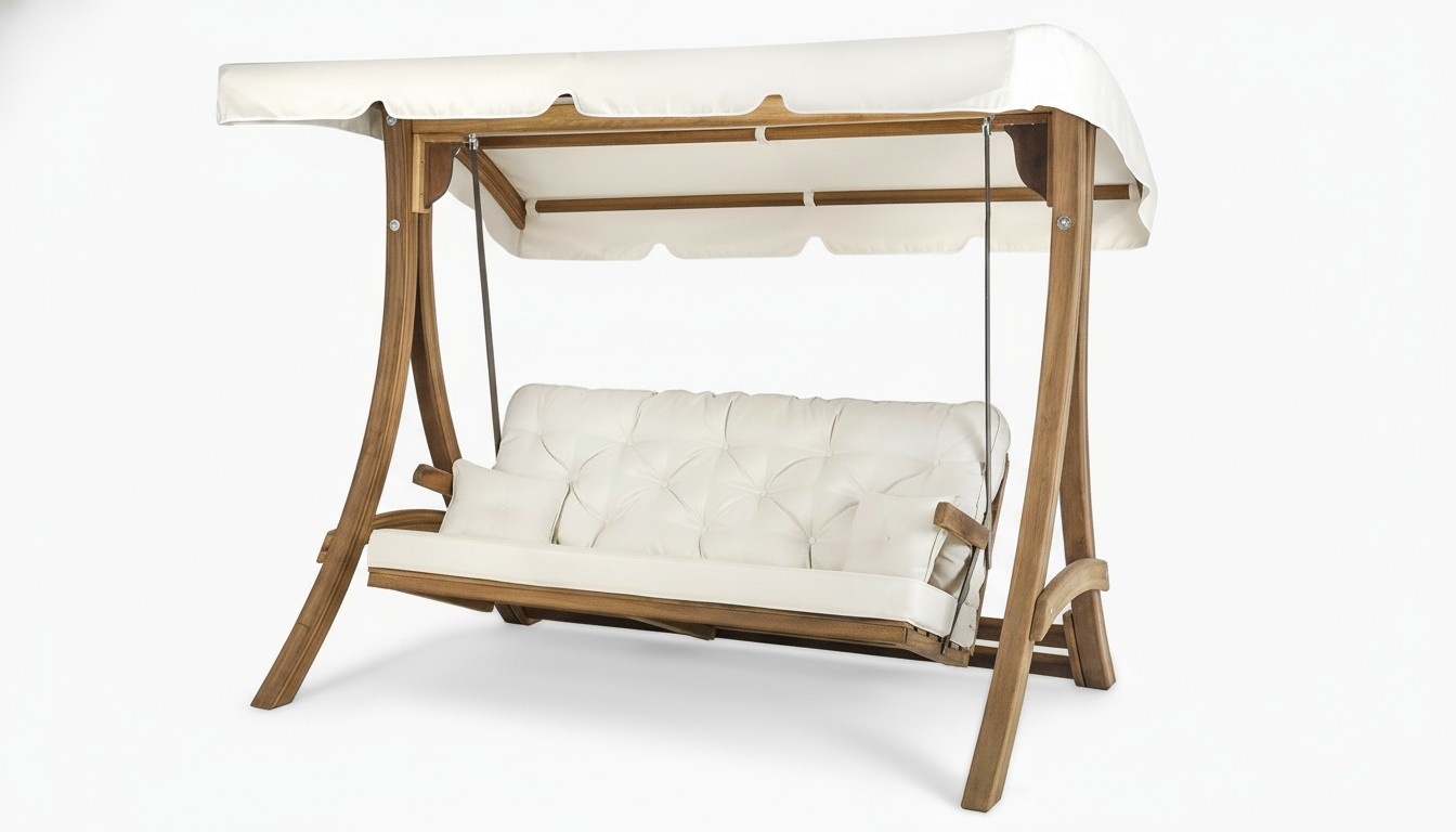 Braun-Beige Gartenschaukel LuxuriÃ¶se Schaukel Outdoor Vordach SitzmÃ¶bel