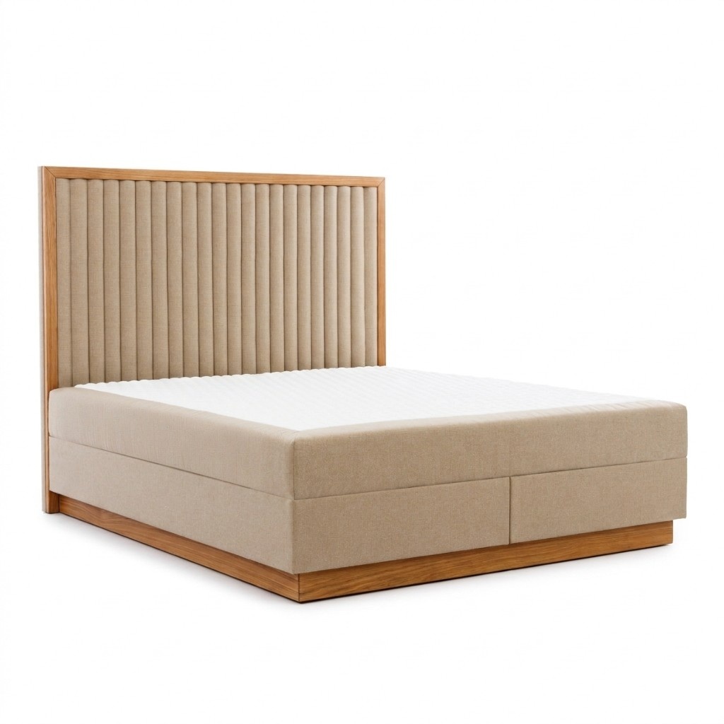 Braun-Beiges Schlafzimmer Bett Designer Betten Doppelbetten Textilbett