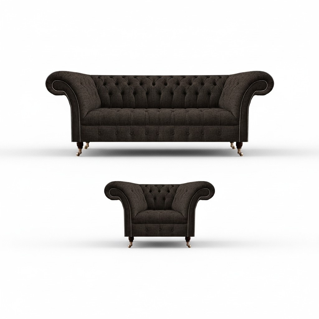 Braun Designer PolstermÃ¶bel Sofa Dreisitze Couch Luxus Sessel Komplett 3+1