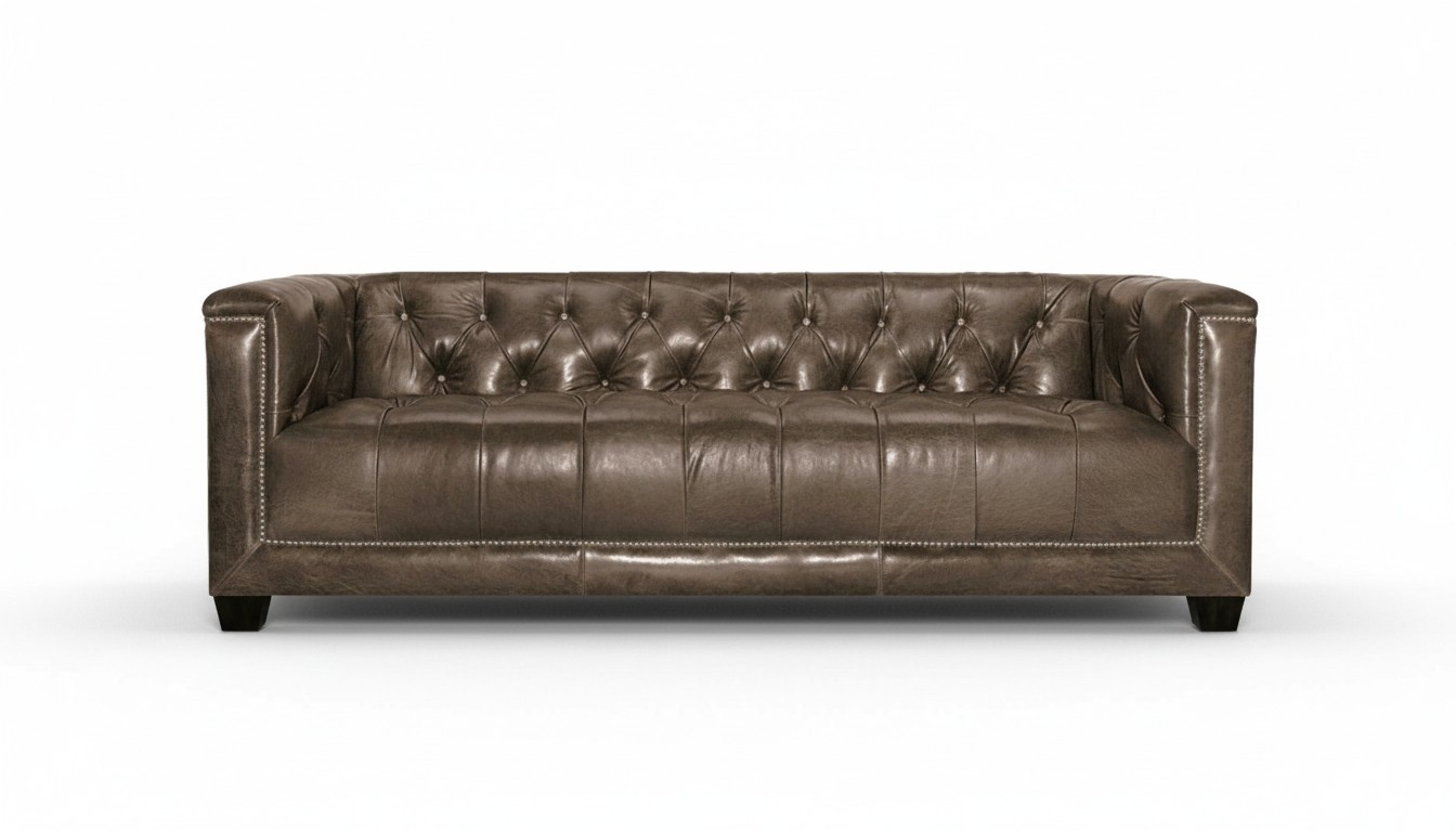 Braun Dreisitzer Leder Chesterfield Wohnzimmer Modern Design Couchen Sofa Neu