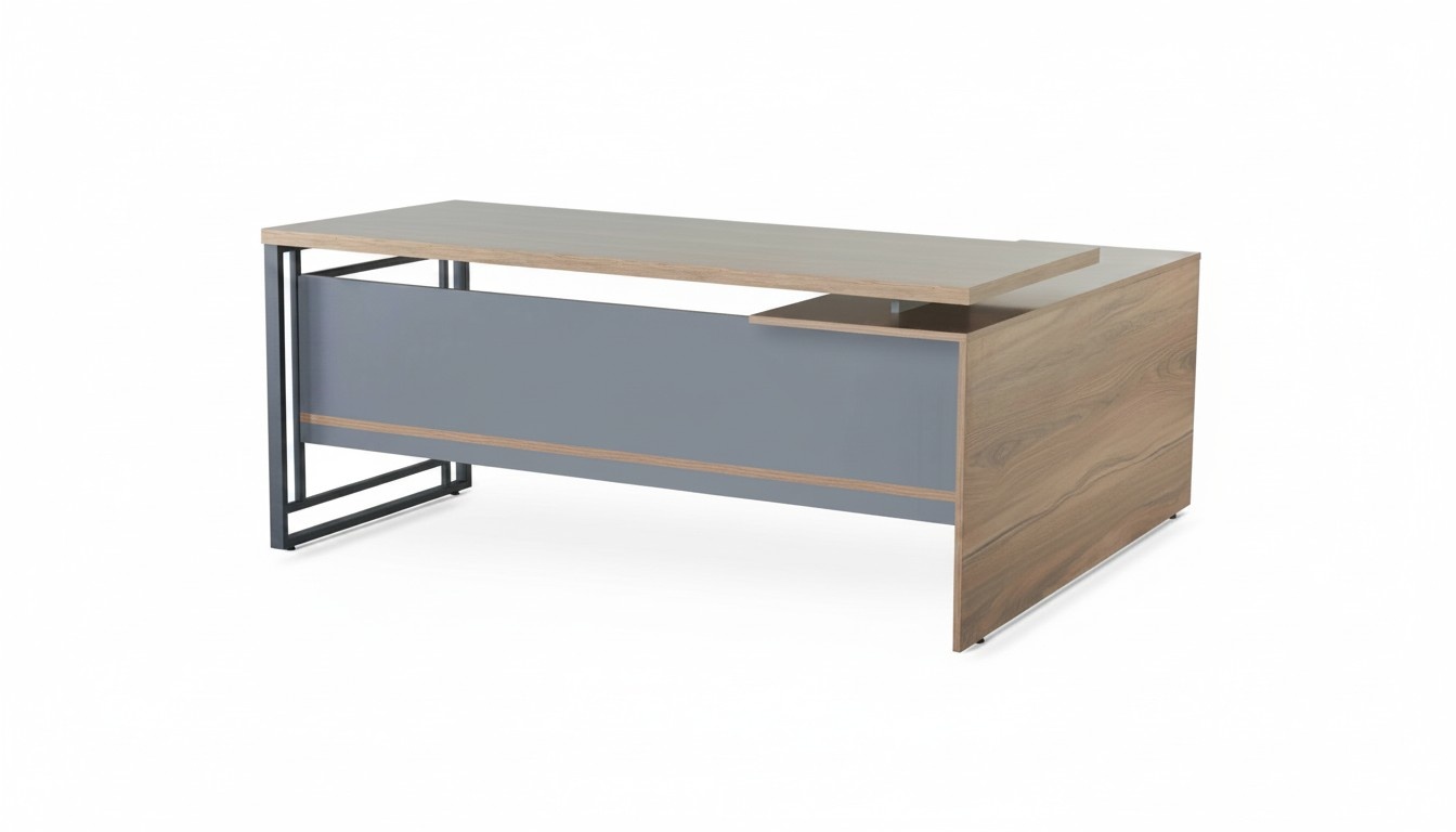 Braun-Grauer Arbeitszimmer Computertisch Designer L-Form Holz Tische