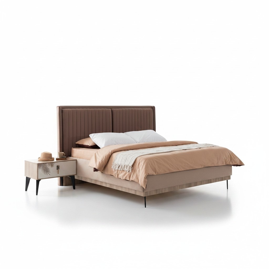 Braunes Doppelbett Designer Schlafzimmer MÃ¶bel Polster Luxus Betten