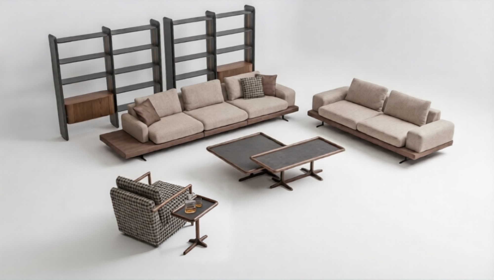 Braunes Textil Sofa Set Wohnzimmer Couche Dreisitzer Luxus HolzmÃ¶bel