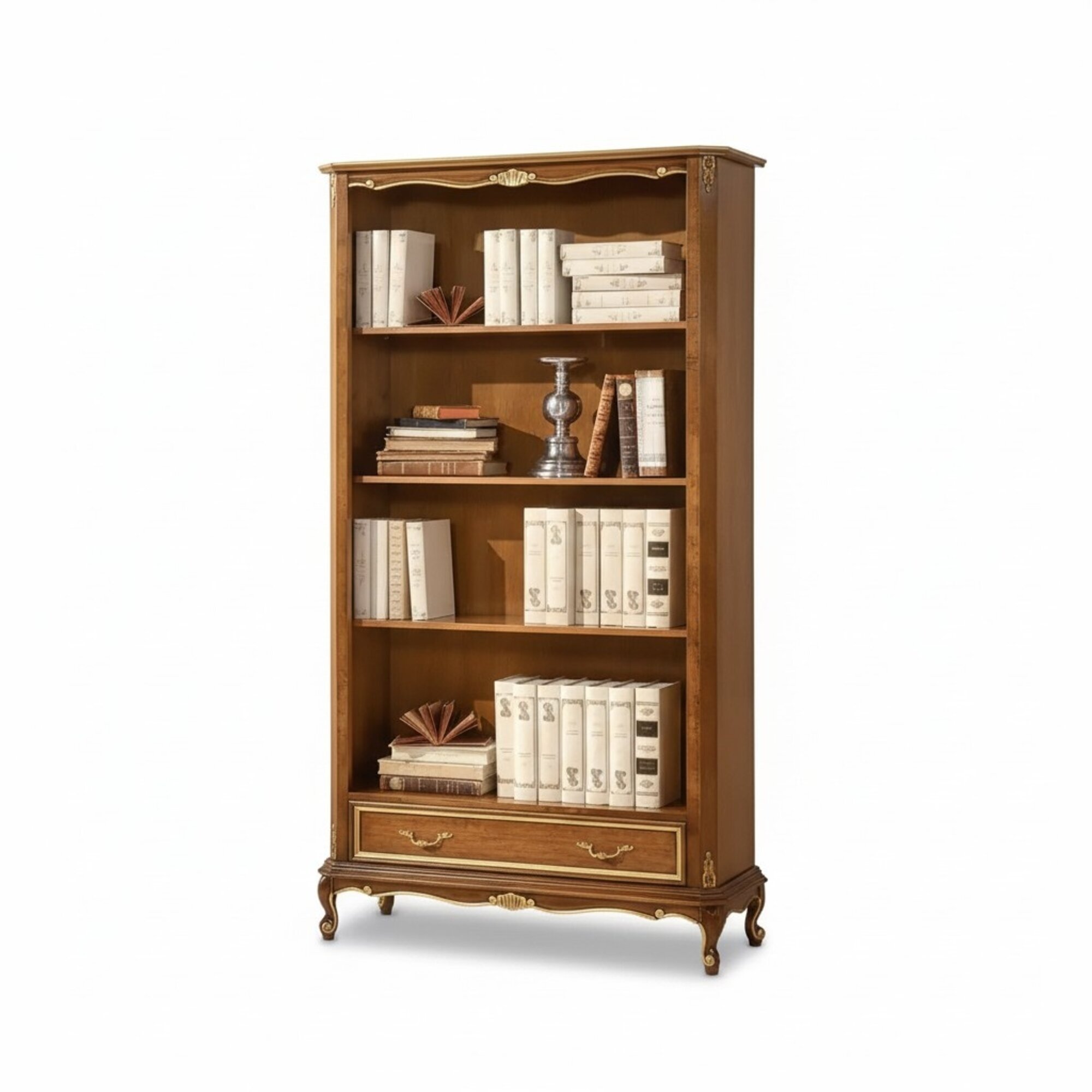 BÃ¼cherregal fÃ¼r das Wohnzimmer Klassische braune MÃ¶bel Holzregale