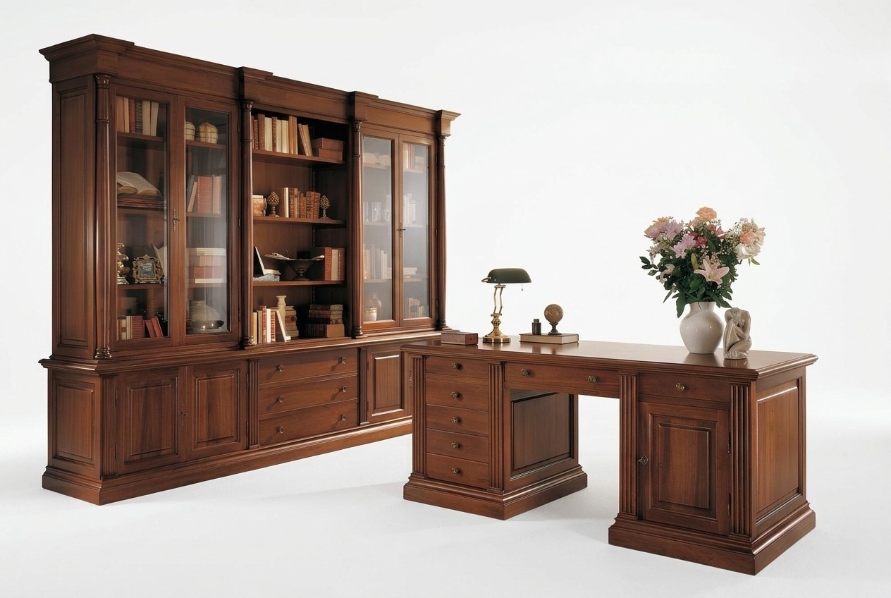 BÃ¼ro Einrichtung Massiv Holz Schreibtisch BÃ¼cherschrank Tisch Regal Schrank 2tlg