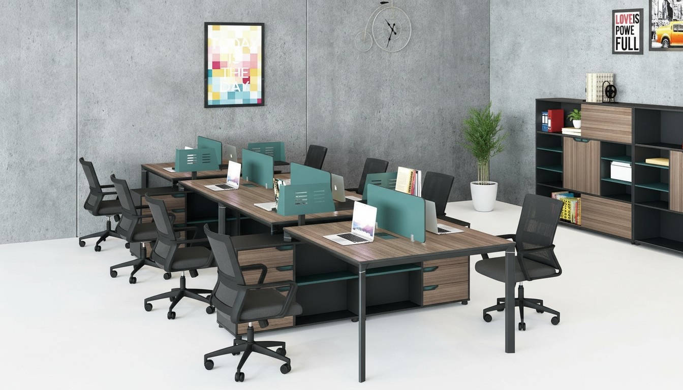 BÃ¼ro MÃ¶bel Einrichtung Ausstattung Tisch Callcenter 2 ArbeitsplÃ¤tze