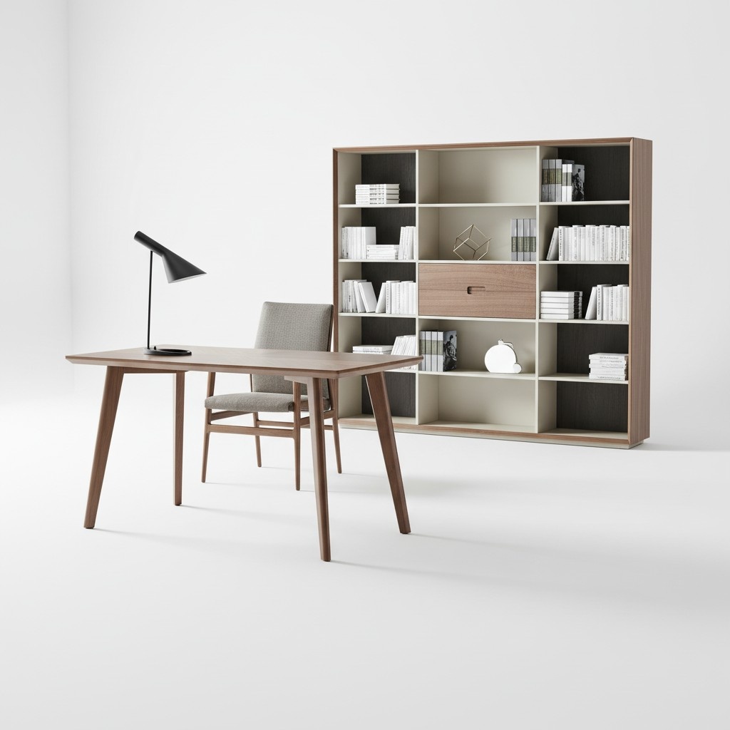 BÃ¼ro Set Tisch Stuhl Regal Holz Garnitur Schreib Tische Designer Office Italien