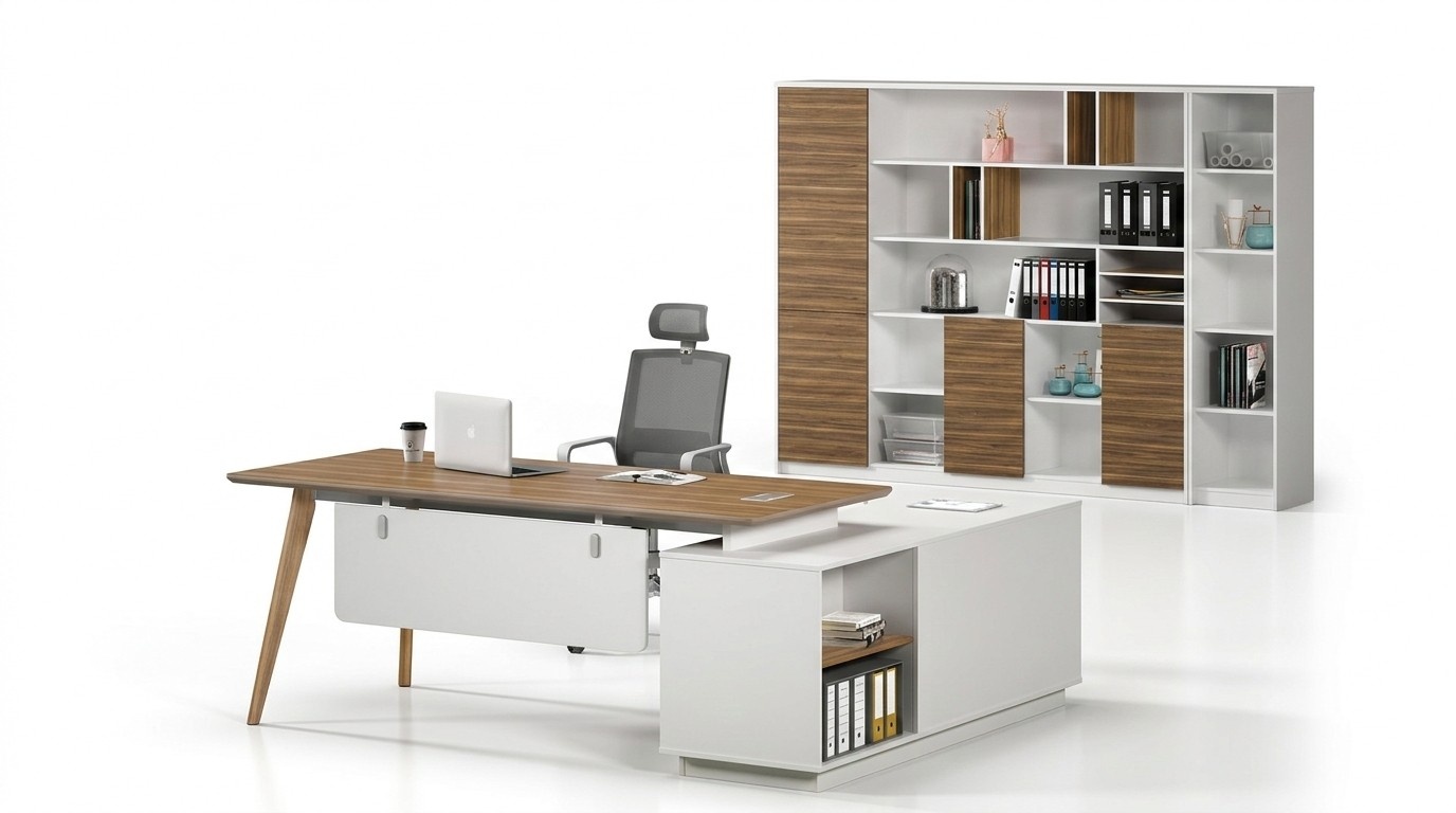 BÃ¼roeinrichtung 2tlg. Set Chef Tisch + Aktenschrank Tische Regal Schreibtisch