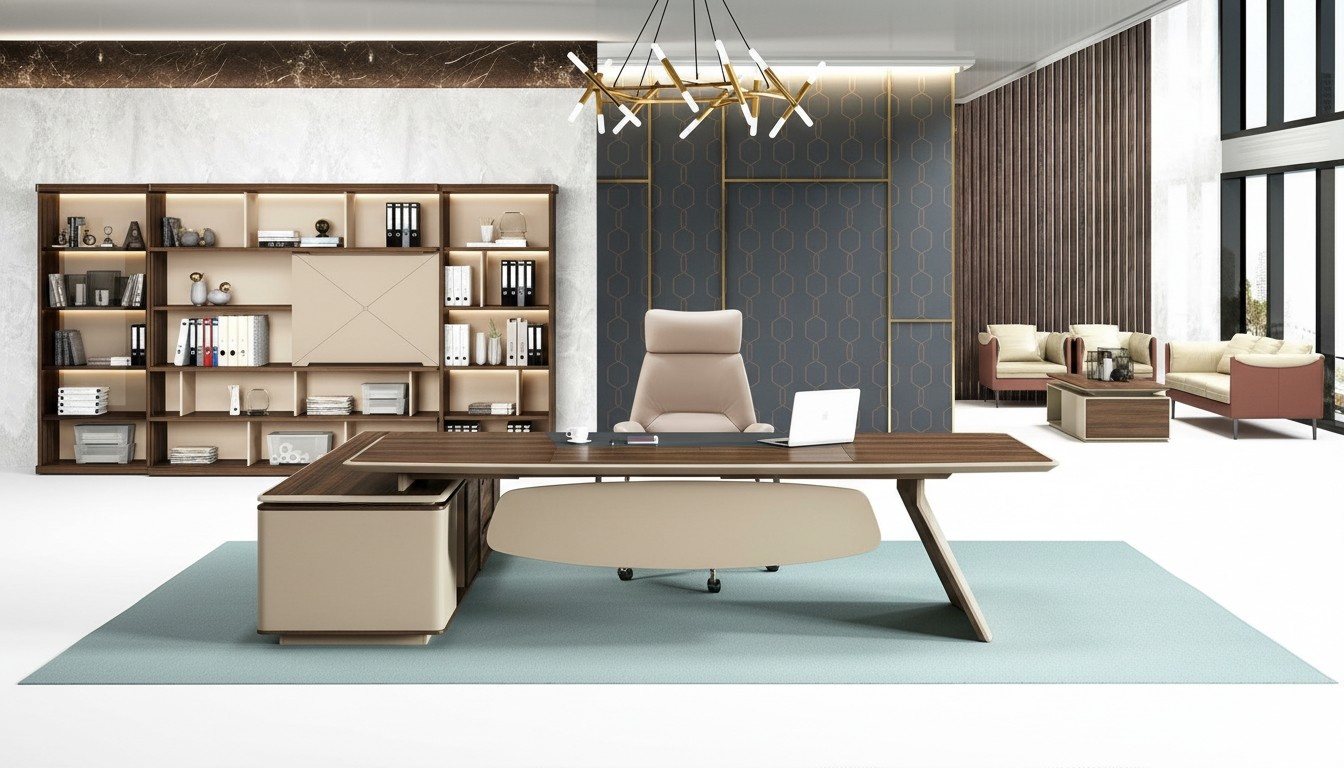 BÃ¼roeinrichtung 2tlg. Set Schreibtisch Tische Regal Chef Tisch + Aktenschrank