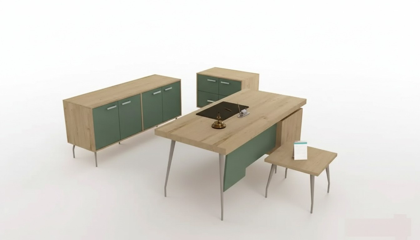 BÃ¼roeinrichtung 4tlg. Set Schreibtisch Aktenschrank Kommode Couchtisch