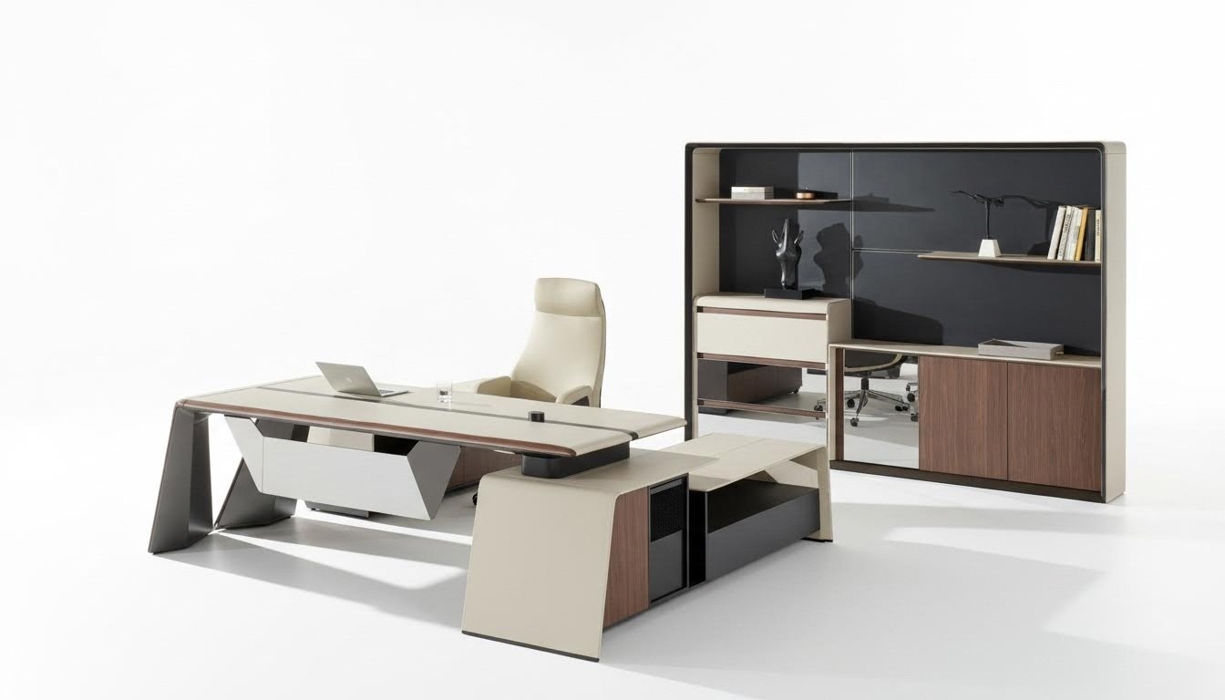 BÃ¼roeinrichtung Arbeitszimmer BÃ¼ro MÃ¶bel Tisch Schrank Sessel 3tlg Set