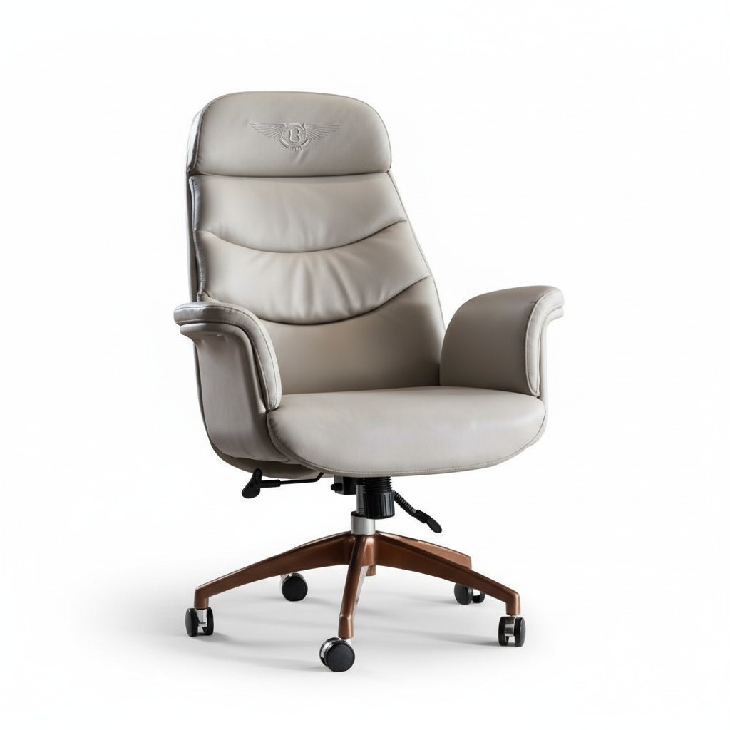 BÃ¼rostuhl Beige Leder Edelstahl Arbeitszimmer BÃ¼ro MÃ¶bel Luxus Einrichtung Neu