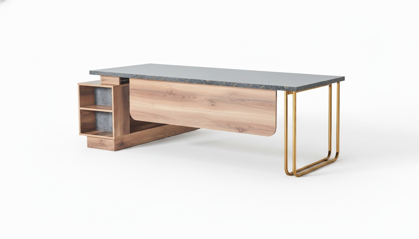 BÃ¼rotisch Braun Grau Zweifarbig Modern Design Arbeitszimmer Rechteckig