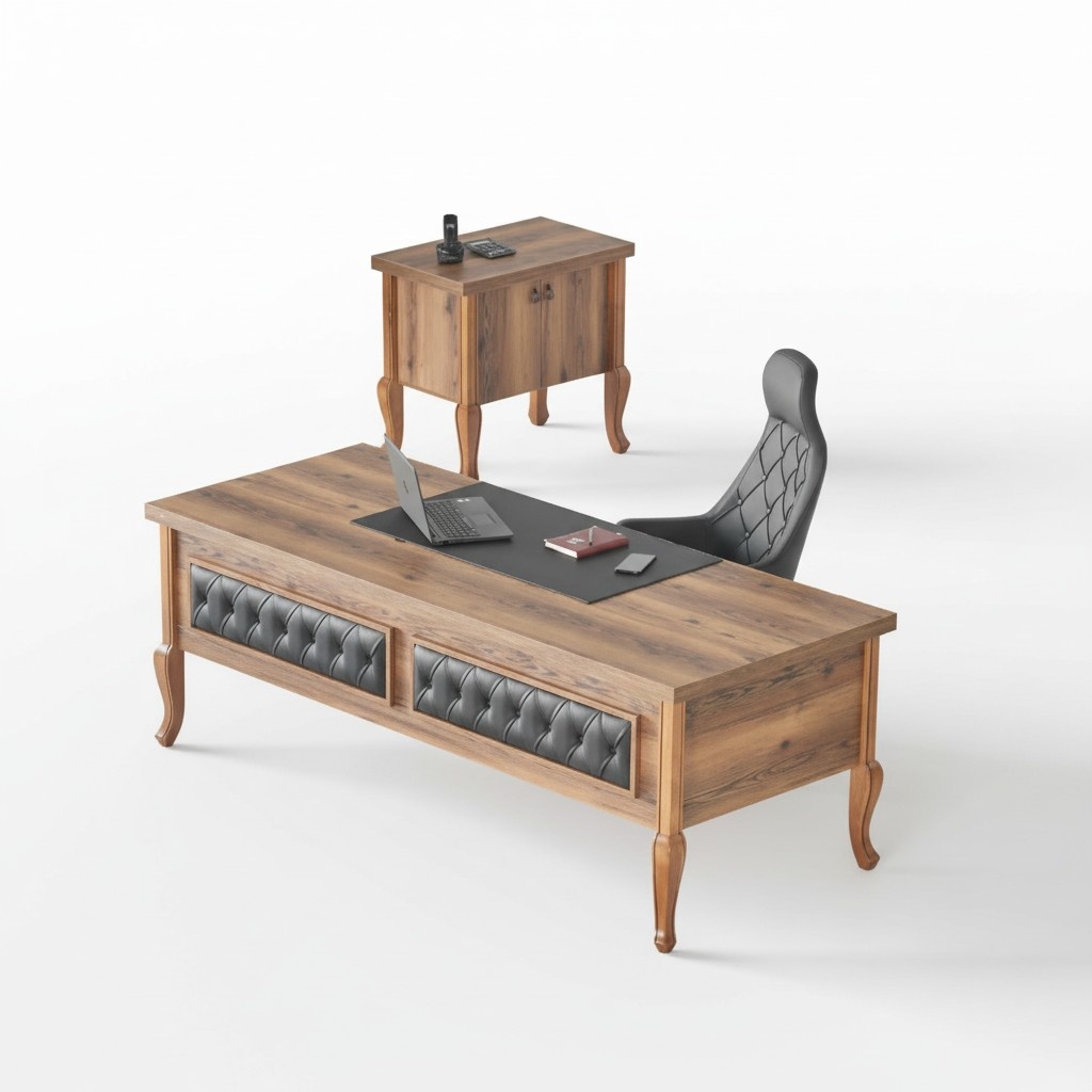 BÃ¼rotisch Chefsessel Kommode BÃ¼roeinrichtung Braun Schwarz Klassisch