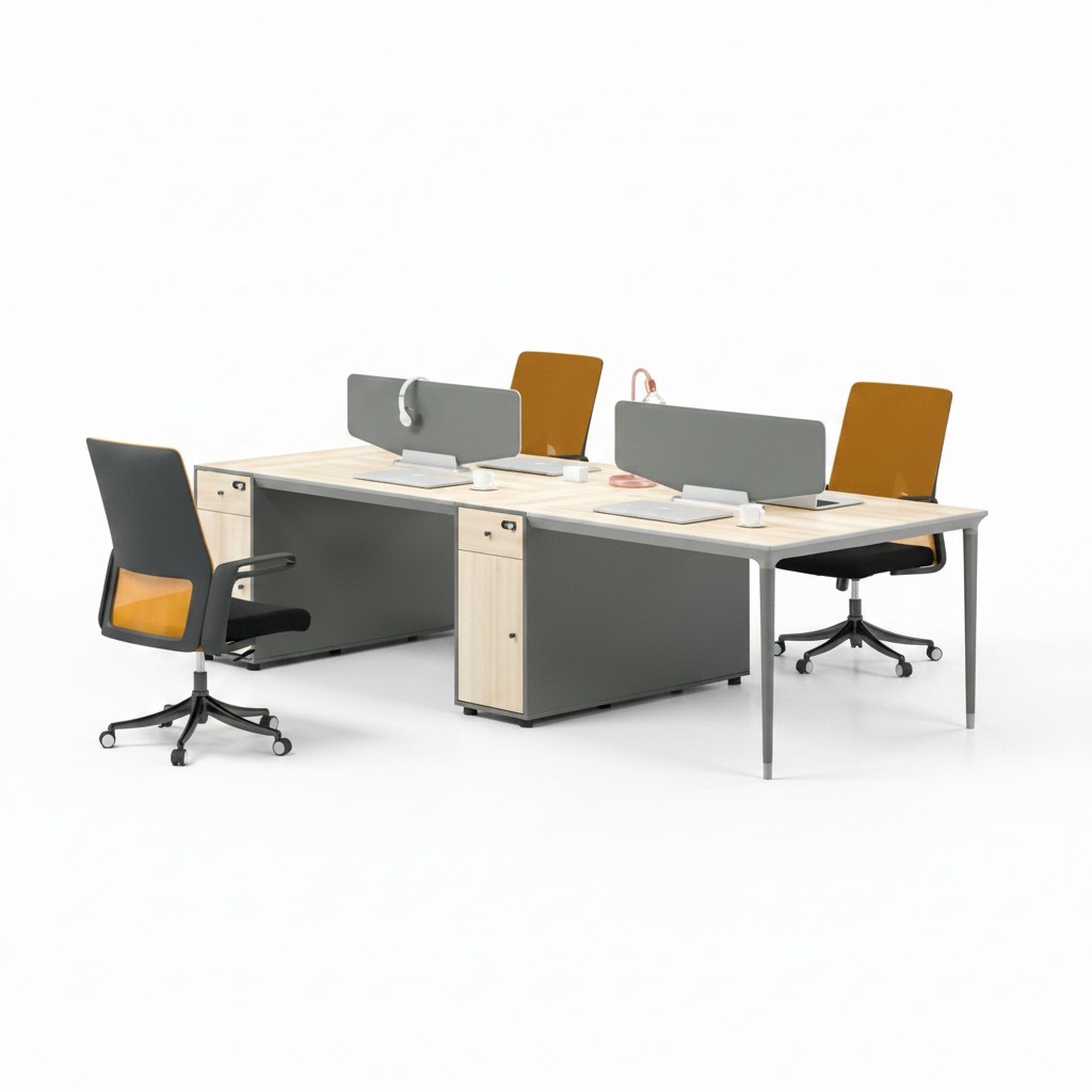 BÃ¼rotisch GroÃes Arbeitstisch Schreibtisch fÃ¼r 4 Personen Holz Grau