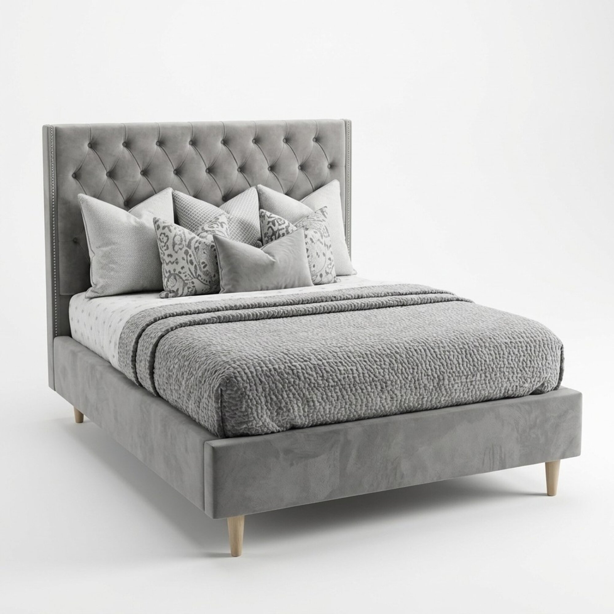 Chesterfield Bett Design Schlafzimmer Betten Englisches 140x200cm Textil