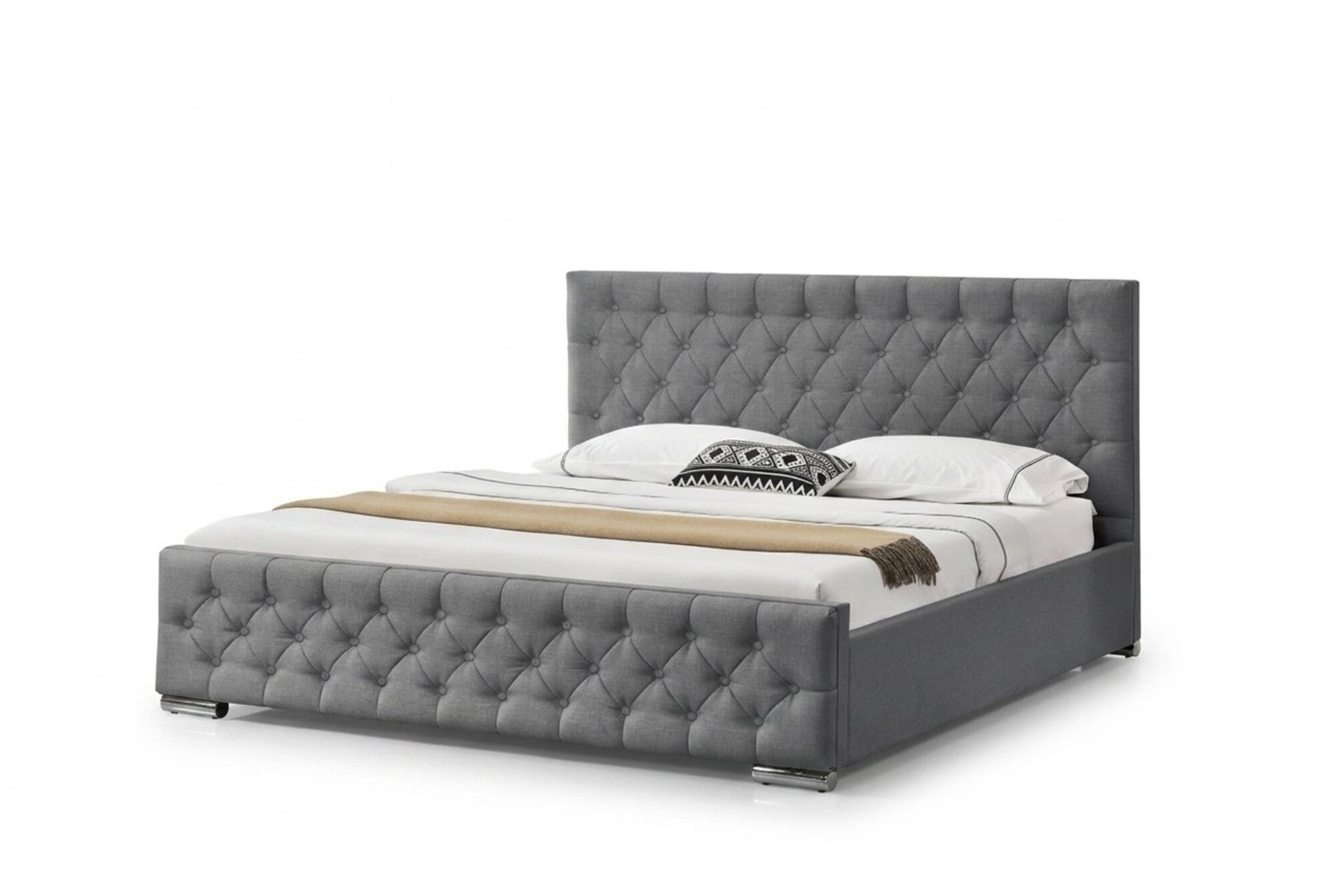 Chesterfield Bett Design Englische Schlafzimmer Betten 200x200cm Textil