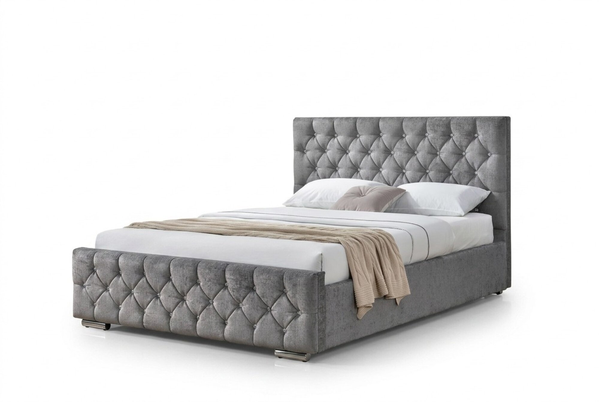 Chesterfield Bett Design Englisches Schlafzimmer Betten 160x200cm Textil