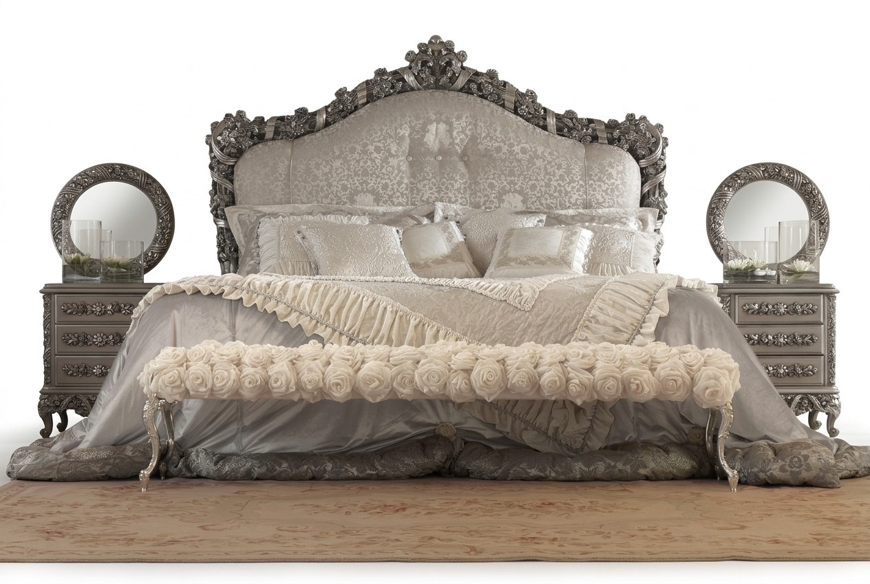 Chesterfield Bett Doppel Betten Leder Antik Stil Luxus Italienische MÃ¶bel Neu