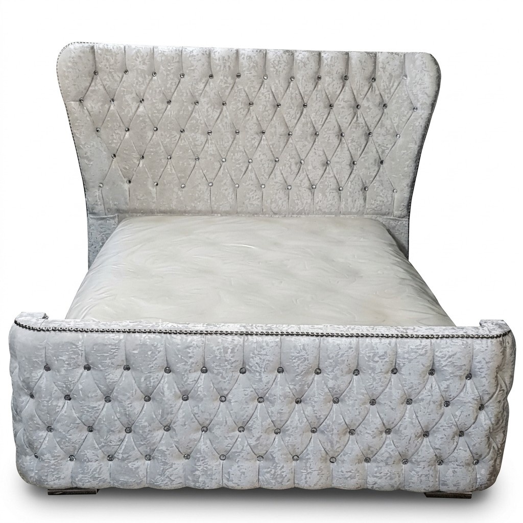 Chesterfield Bett Schlafzimmer Betten Textil 180x200cm Samt Big Hotel Betten