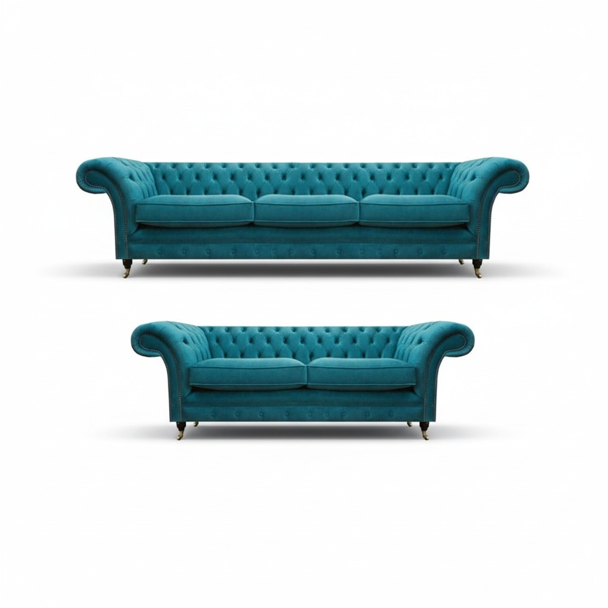 Chesterfield Blau 2x Sofas Set Wohnzimmer PolstermÃ¶bel LuxuriÃ¶se Sofagarnitur