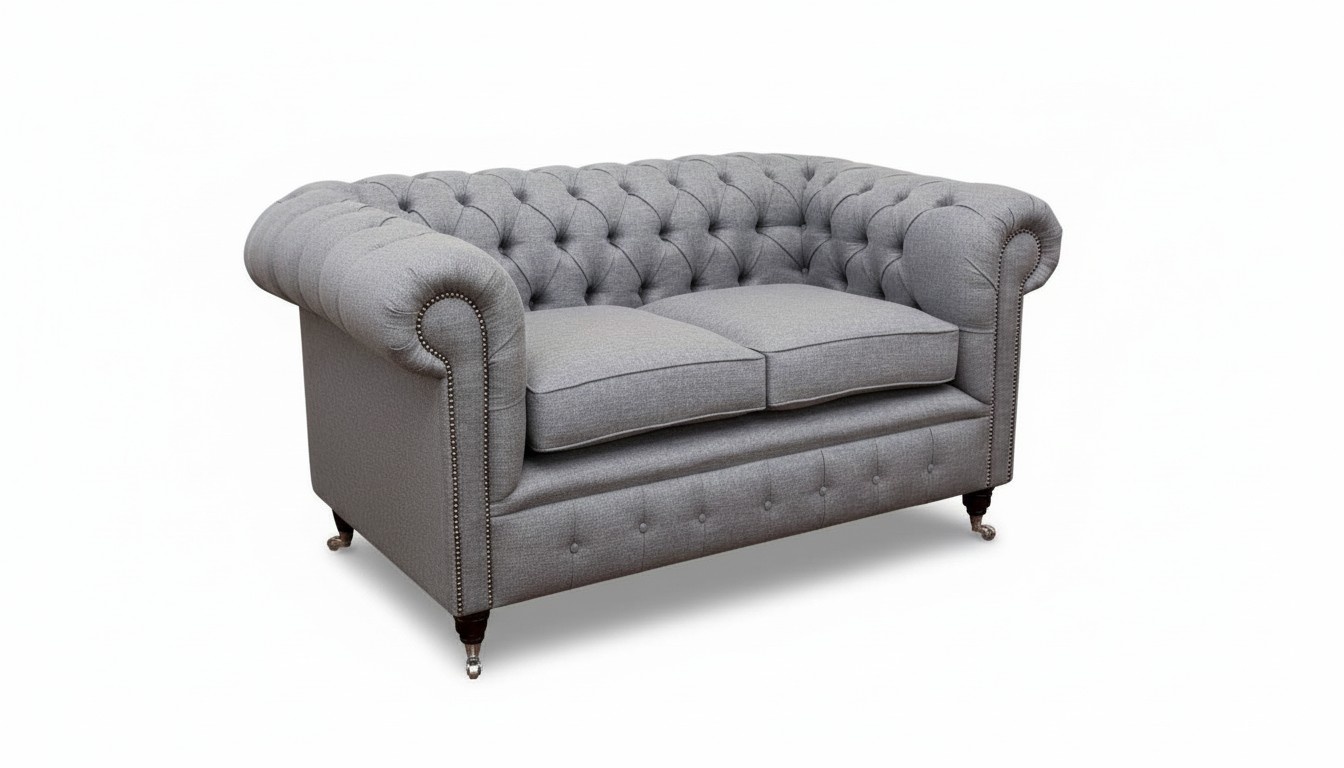 Chesterfield BÃ¼ro SitzmÃ¶bel Einrichtung Sofa Couch 2 Sitz Textil Graue