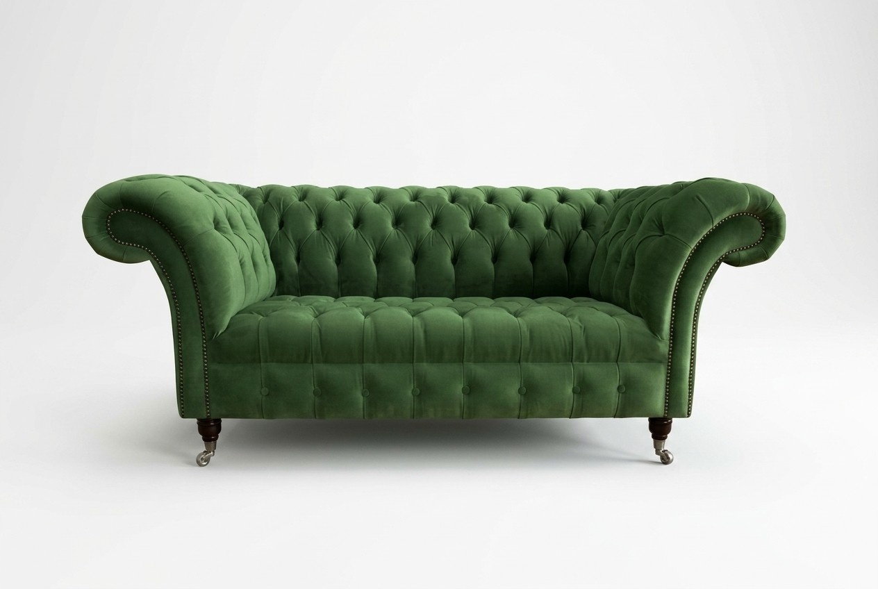 Chesterfield Couch 2 Sitzer Polster Sitz Textil Stoff Leder Couchen