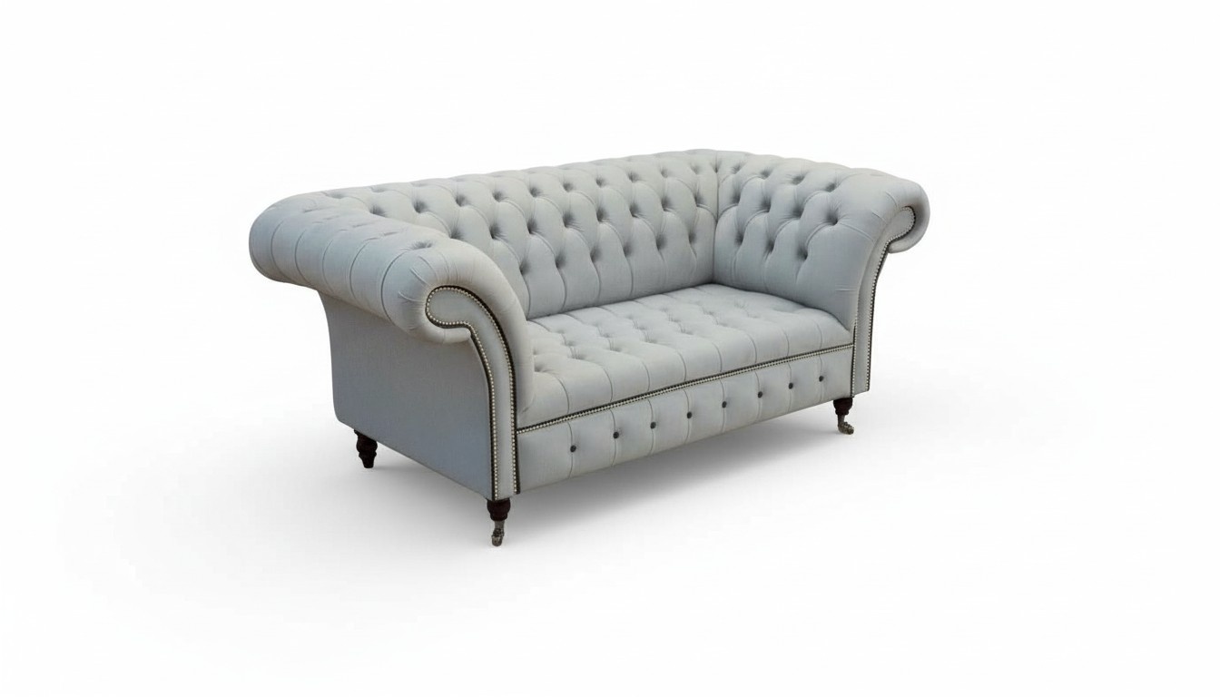 Chesterfield Couch Polster MÃ¶bel Zweisitzer Grau Couchen Sofas Leder