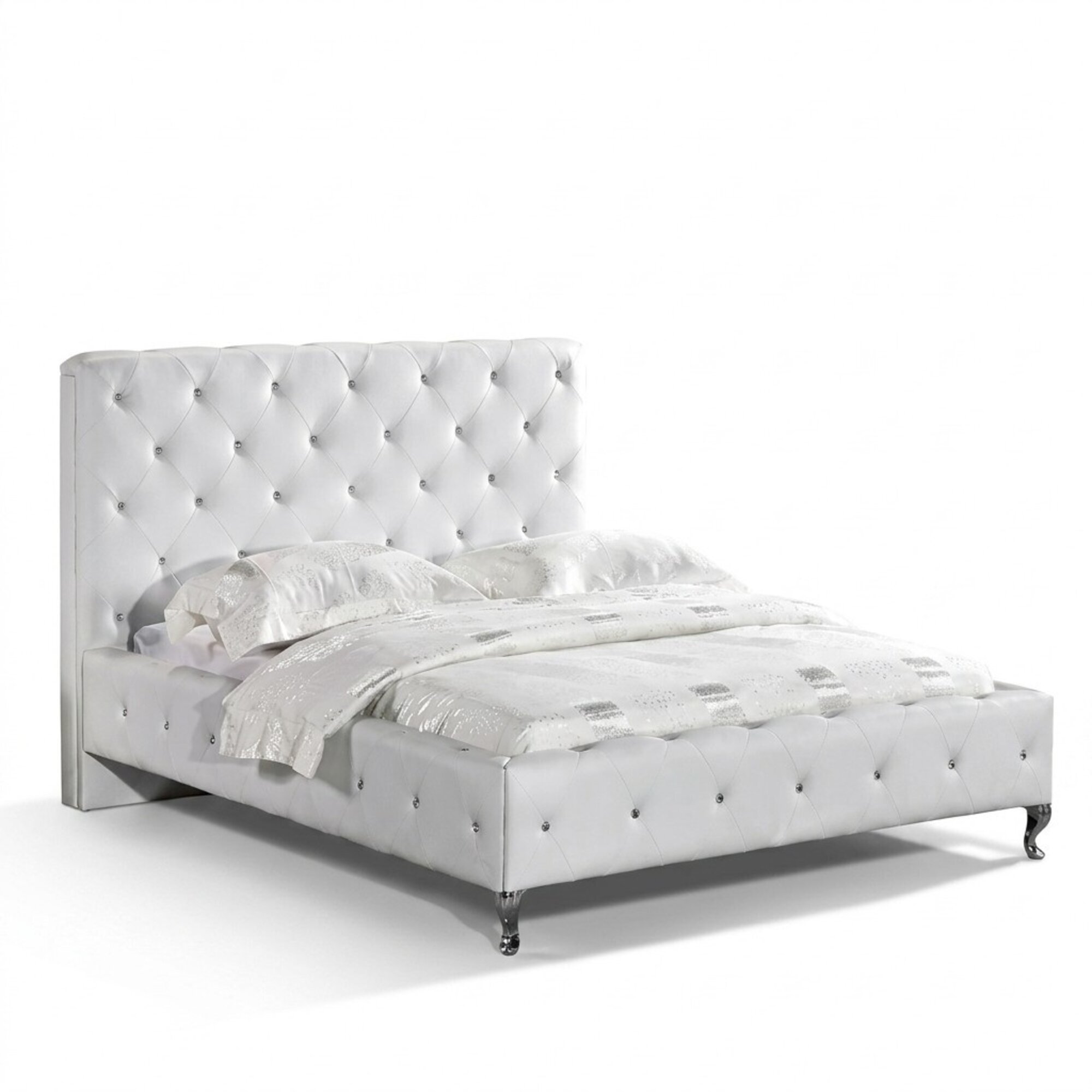 Chesterfield Designer Bett Schlafzimmer Leder Textil Polster 140/160/180/200 cm