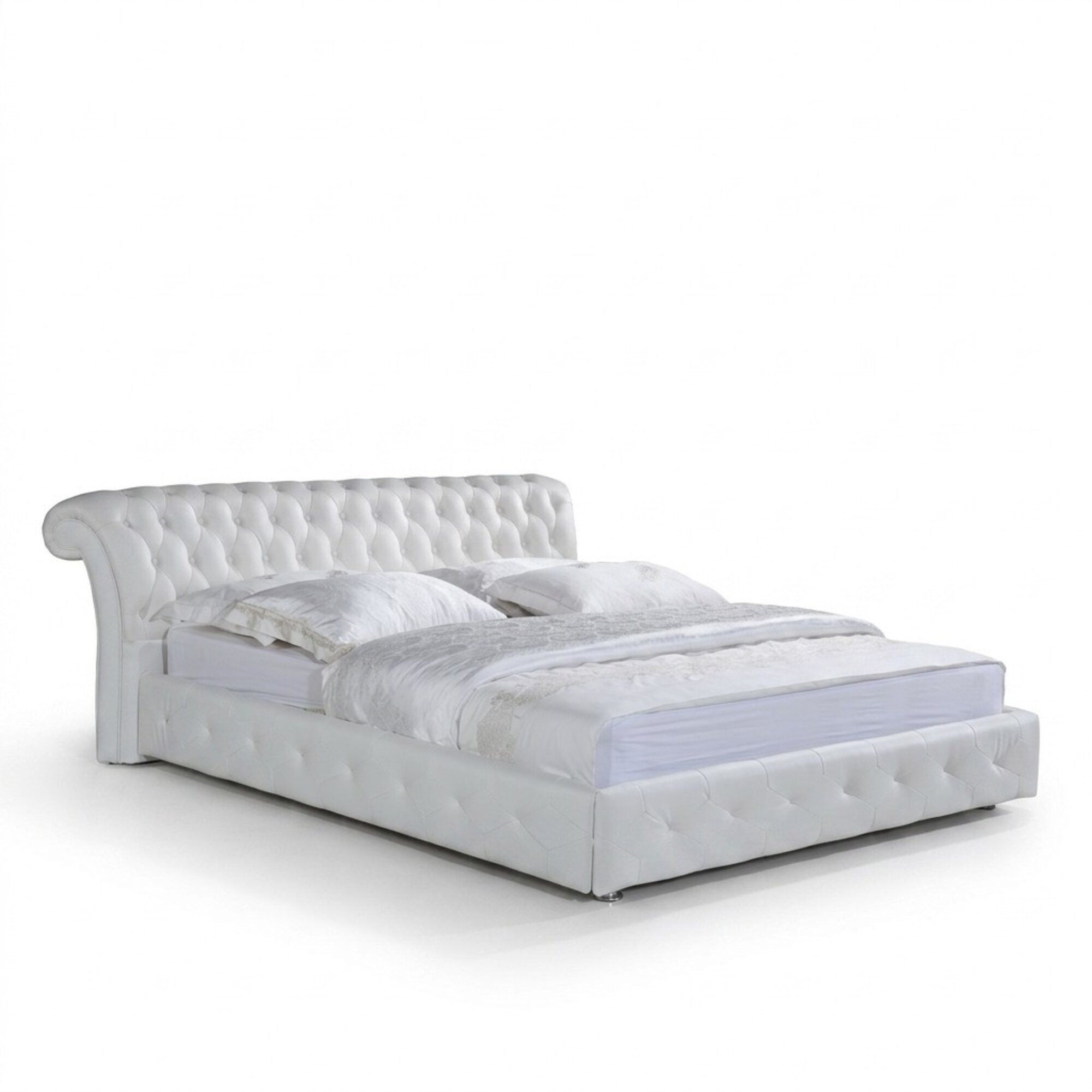 Schlafzimmer Chesterfield Designer Bett Leder Textil Polster 140/160/180/200 cm