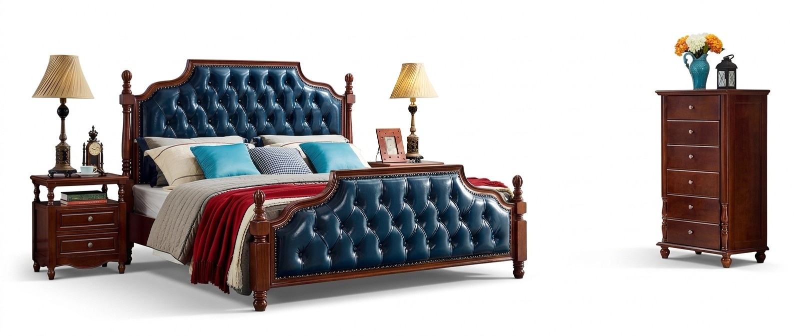 Chesterfield Doppelbett Luxus Schlafzimmer Holz Bett Polster MÃ¶bel