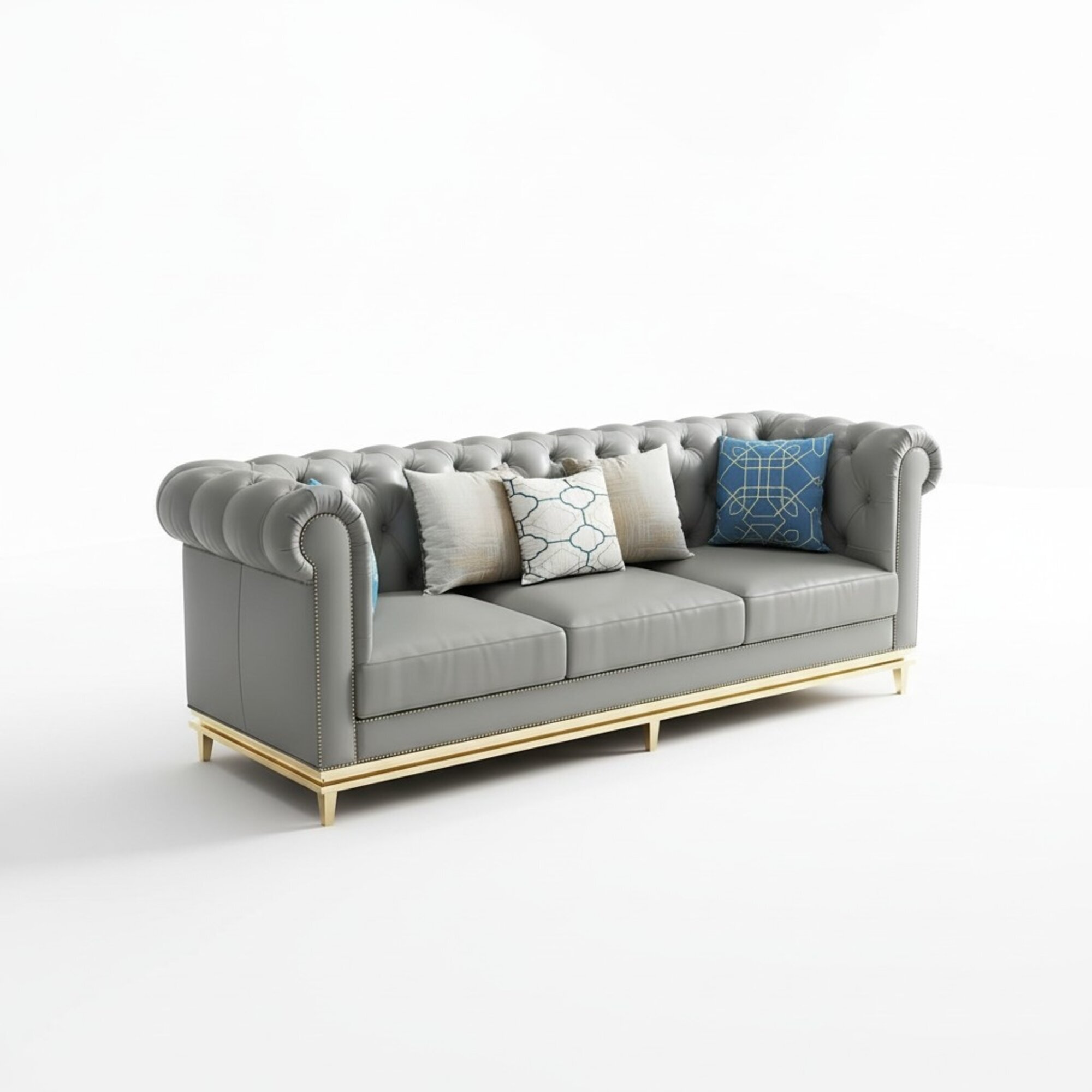 Chesterfield Edelstahl Couch Sitz Garnitur Leder Wohnzimmer Polster Sofa