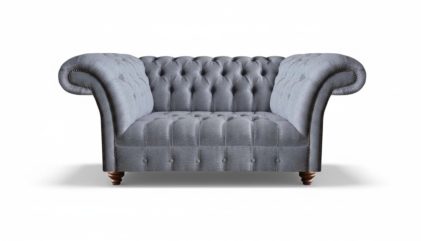 Chesterfield Grau PolstermÃ¶bel Textil Zweisitzer Sofa Couch Wohnzimmer