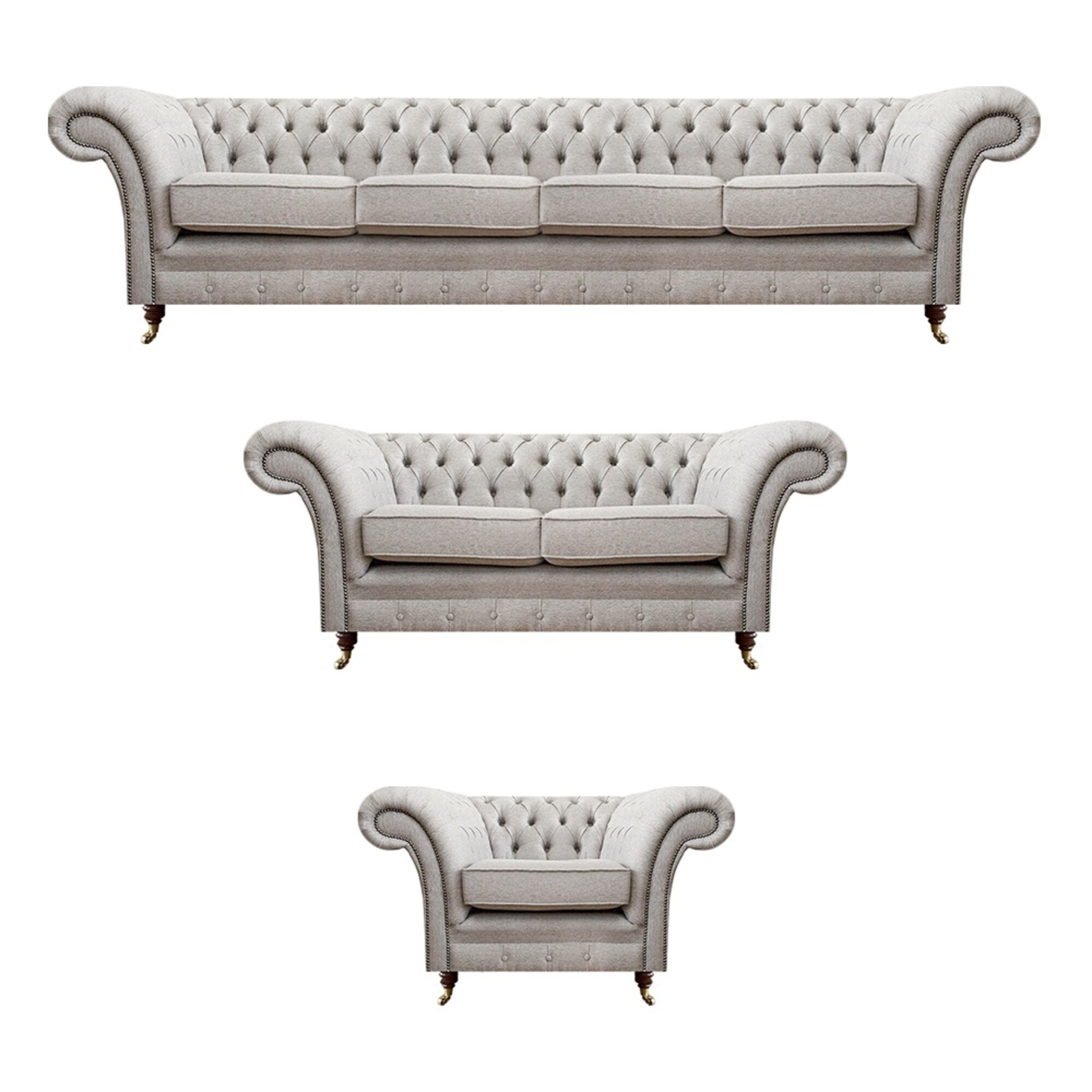 Chesterfield Grau Set Luxus PolstermÃ¶bel Sofas Komplett Wohnzimmer