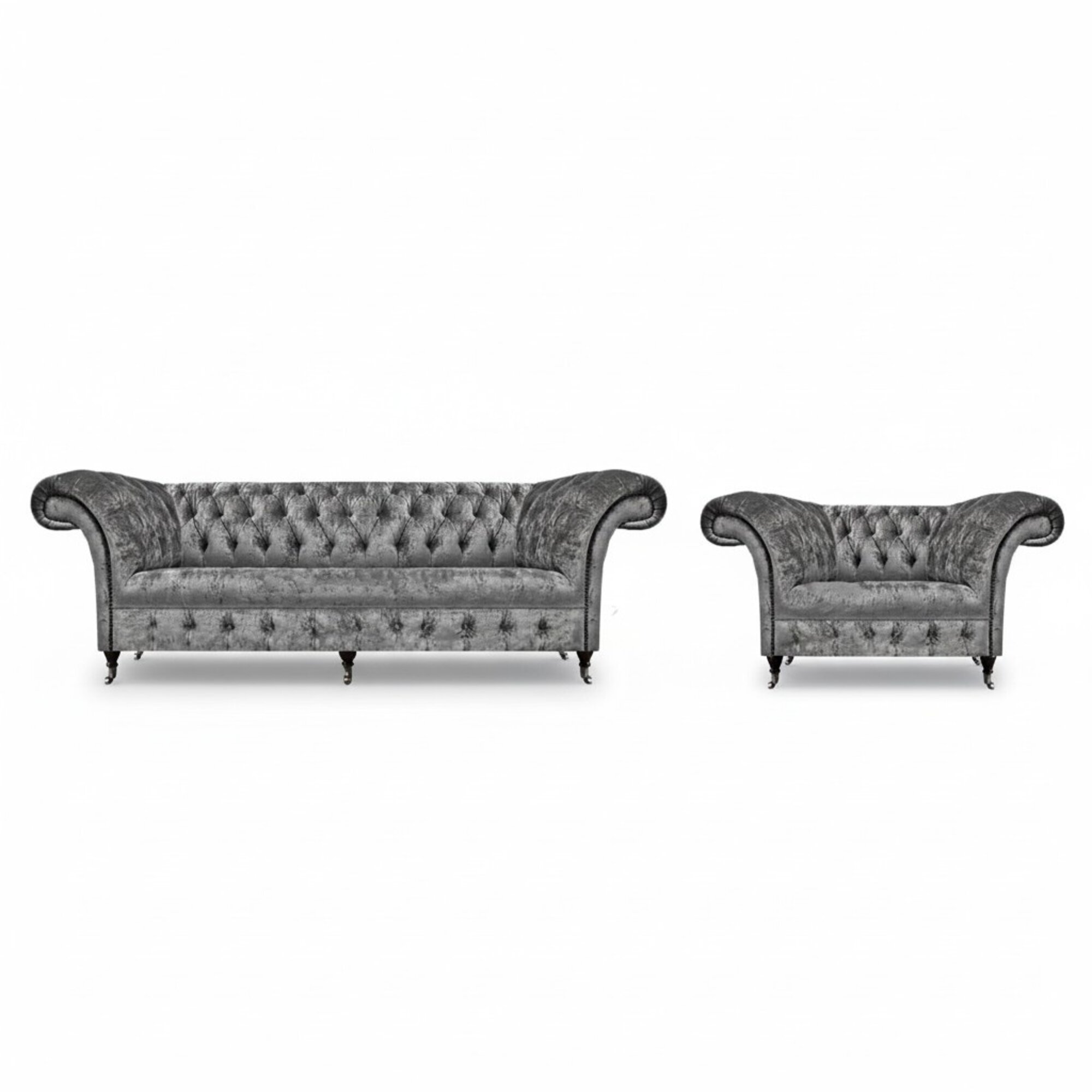 Chesterfield Grau Sofa Dreisitze Couch Wohnzimmer Sessel PolstermÃ¶bel