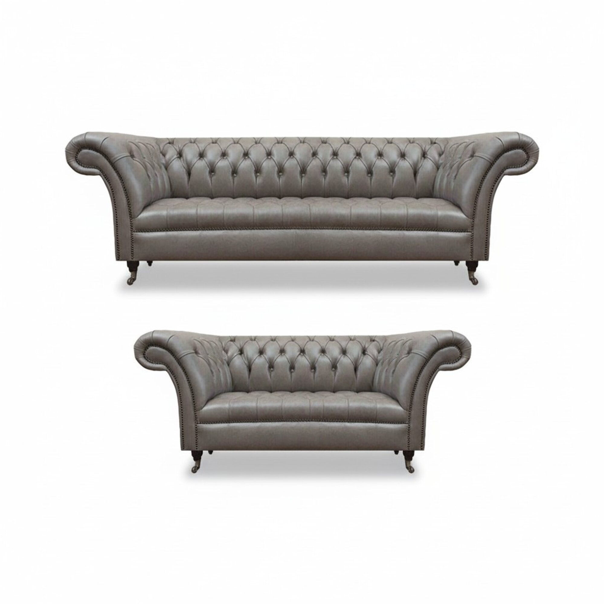 Chesterfield Graue Ledercouchen Designer Wohnzimmer Polster SitzmÃ¶bel
