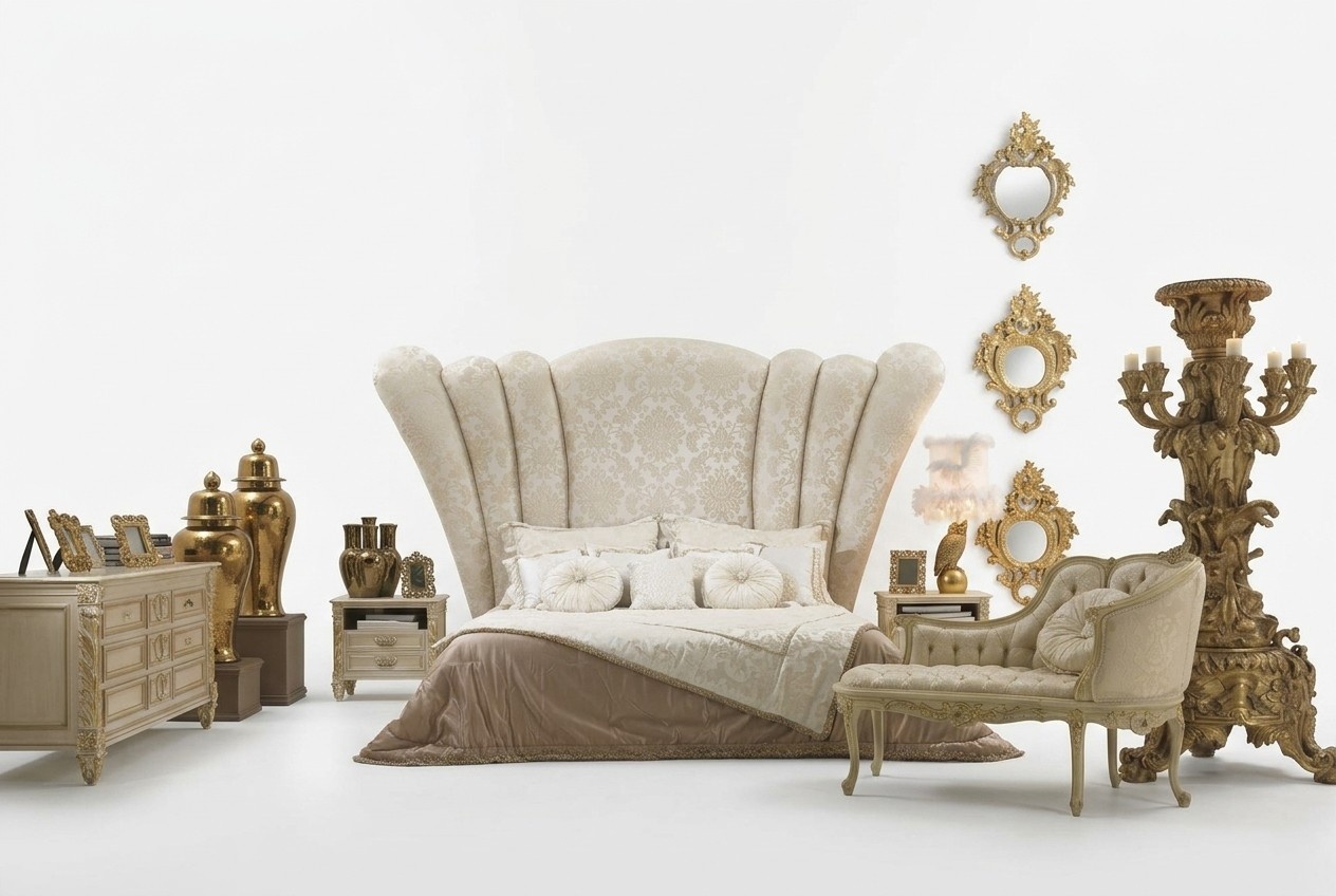 Chesterfield GroÃes Bett Kopfteil Bett Polsterung Hotelbett Farbe WeiÃ Klassisch